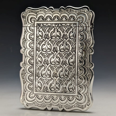 1870 British antique pure silver (925 silver) card case 60g Frederick Marson